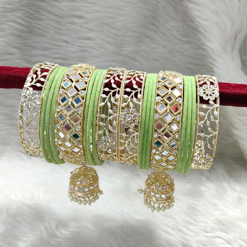 Manisha Jewellery Gold Plated Austrian Stone And Mirror Bangles Set