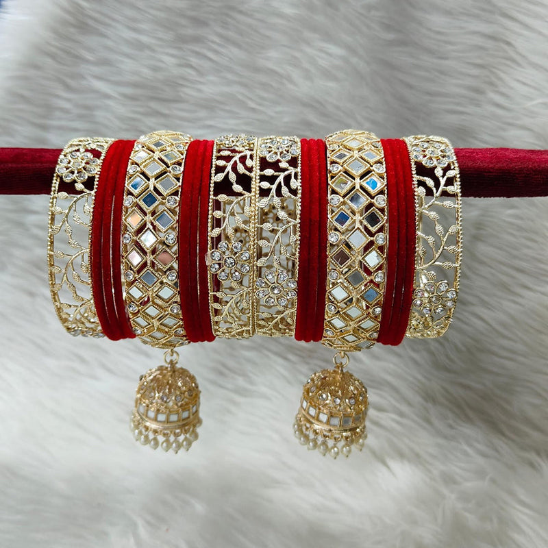 Manisha Jewellery Gold Plated Austrian Stone And Mirror Bangles Set