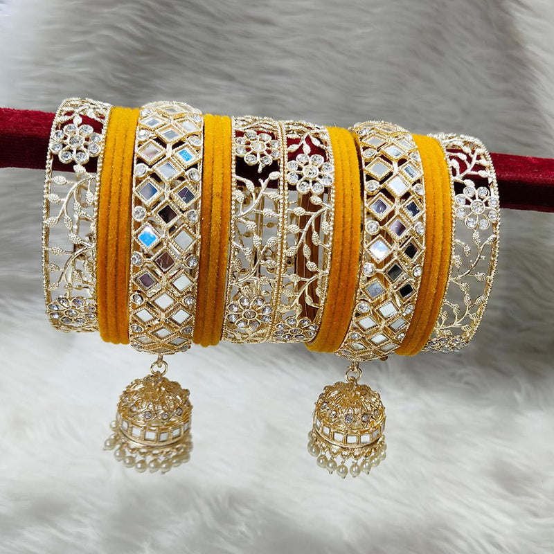 Manisha Jewellery Gold Plated Austrian Stone And Mirror Bangles Set