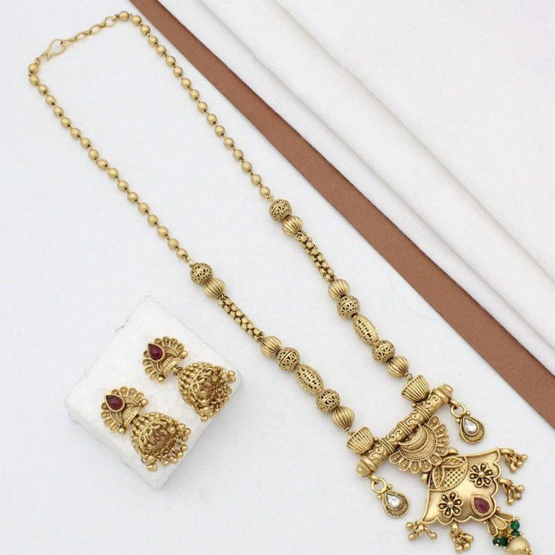 Manisha Jewellery Gold Plated Kundan Stone And Pearl Long Necklace Set