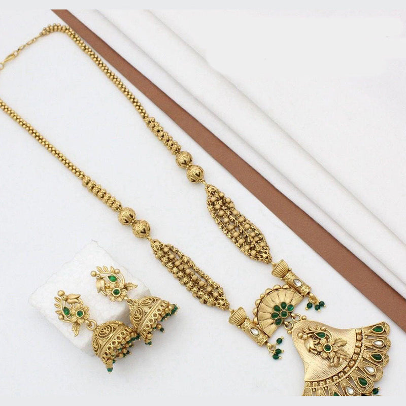 Manisha Jewellery Gold Plated Kundan Stone And Pearl Long Necklace Set