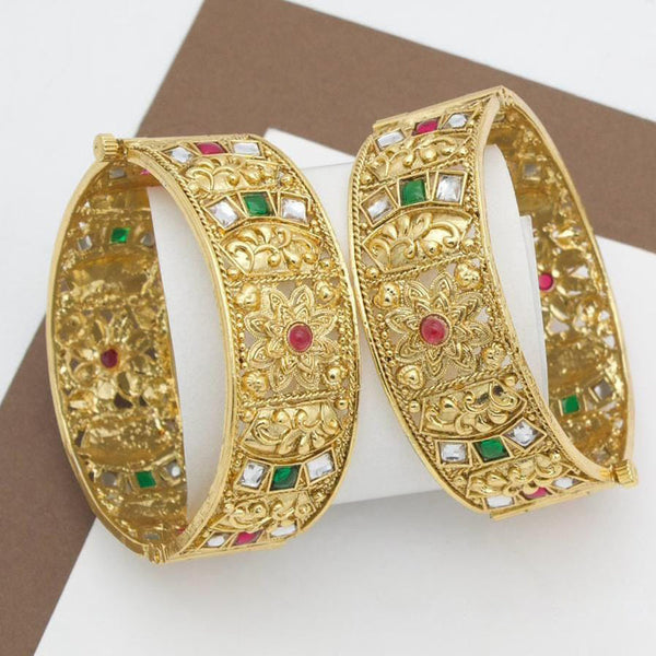 Manisha Jewellery Gold Plated Pota Stone Openable Bangle Set