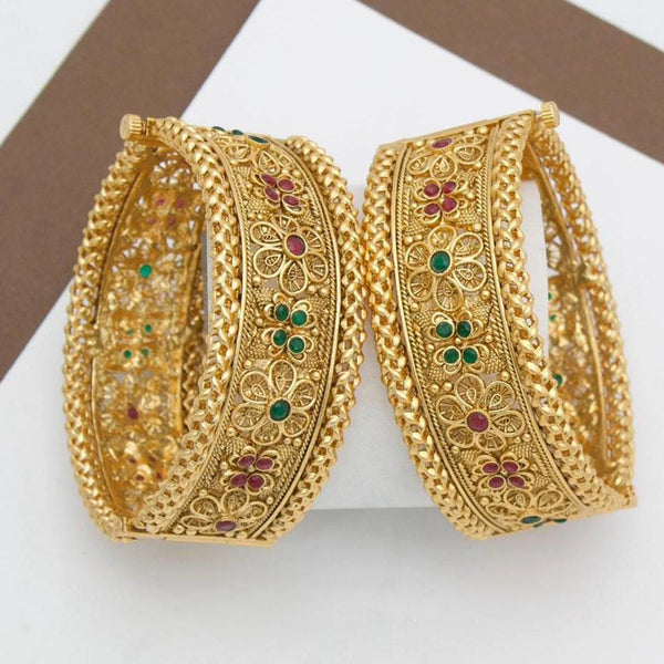 Manisha Jewellery Gold Plated Pota Stone Openable Bangle Set