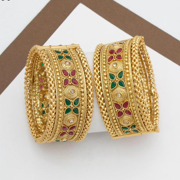 Manisha Jewellery Gold Plated Pota Stone Openable Bangle Set