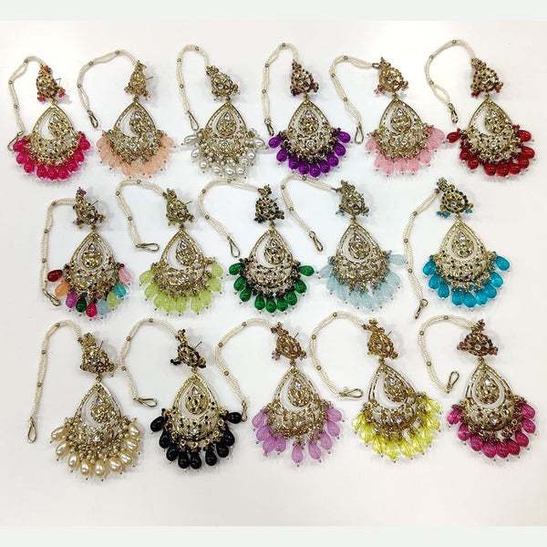 Manisha Jewellery Gold Plated Kundan Stone And Pearls Kan Chain Dangler Earrings