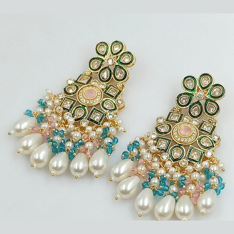 Manisha Jewellery Gold Plated Crystal Stone And Pearls Dangler Earrings