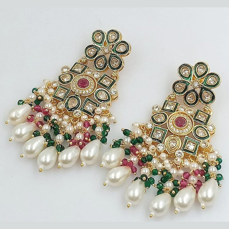 Manisha Jewellery Gold Plated Crystal Stone And Pearls Dangler Earrings