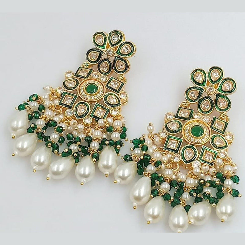 Manisha Jewellery Gold Plated Crystal Stone And Pearls Dangler Earrings