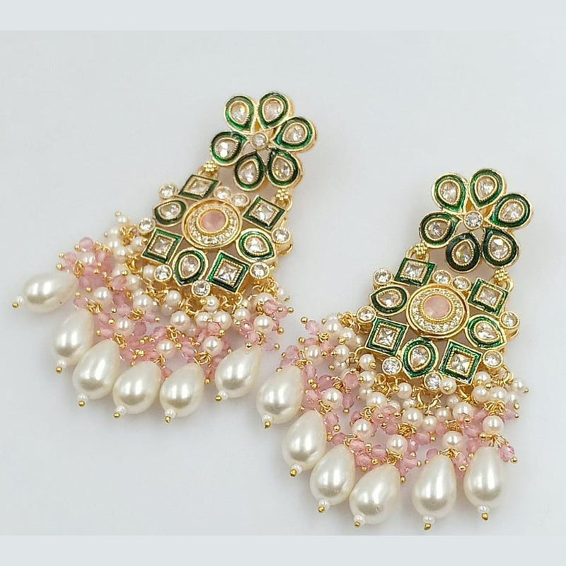 Manisha Jewellery Gold Plated Crystal Stone And Pearls Dangler Earrings