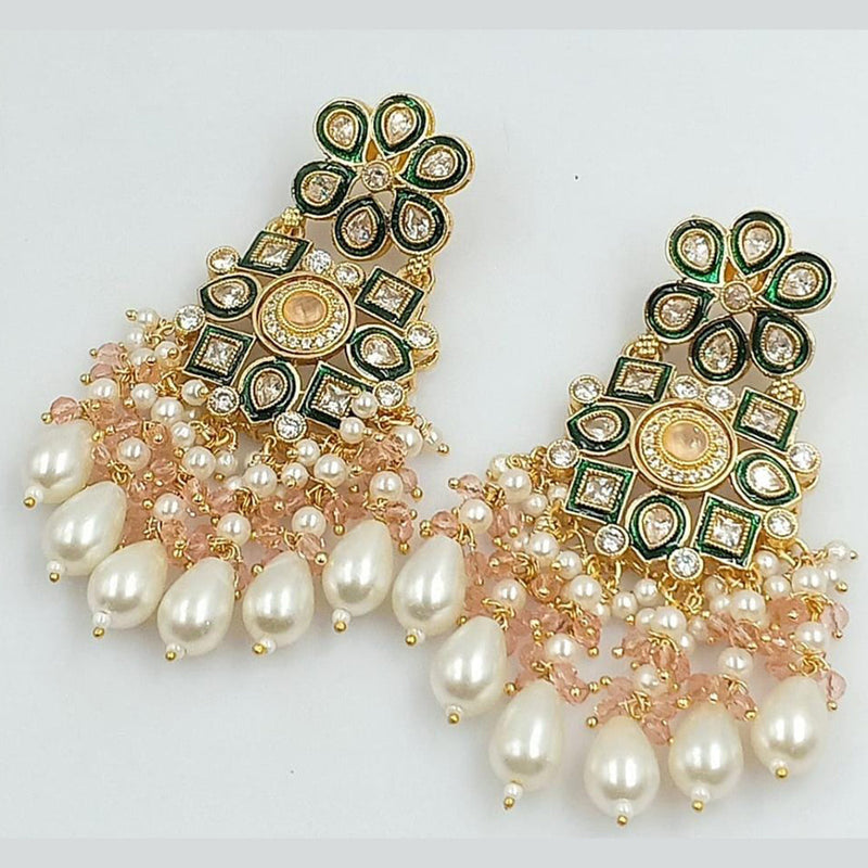 Manisha Jewellery Gold Plated Crystal Stone And Pearls Dangler Earrings