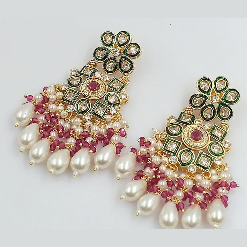 Manisha Jewellery Gold Plated Crystal Stone And Pearls Dangler Earrings