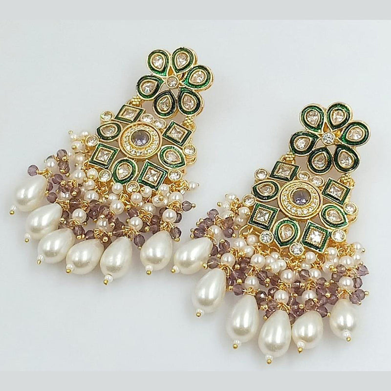 Manisha Jewellery Gold Plated Crystal Stone And Pearls Dangler Earrings