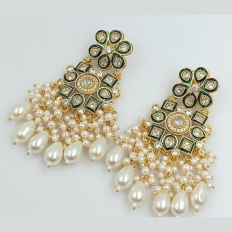 Manisha Jewellery Gold Plated Crystal Stone And Pearls Dangler Earrings