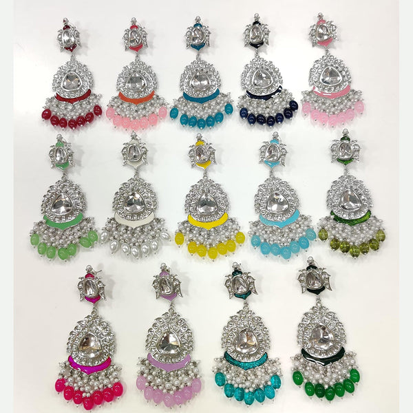 Manisha Jewellery Silver Plated Kundan Stone And Meenakari Dangler Earrings