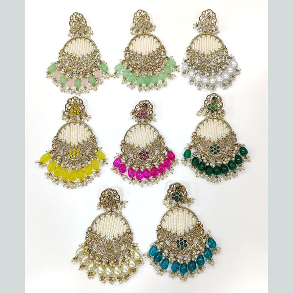Manisha Jewellery Gold Plated Crystal Stone And Pearls Dangler Earrings