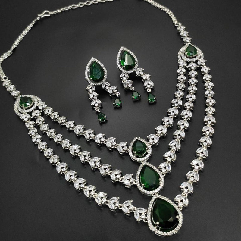 Manisha Jewellery Silver Plated AD Necklace Set