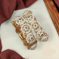 Manisha Jewellery Gold Plated Kundan Stone And Meenakari Openable Bangles Set