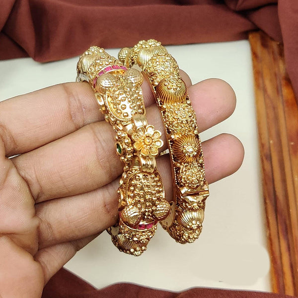Manisha Jewellery Gold Plated Kundan Stone Openable Bangle Set