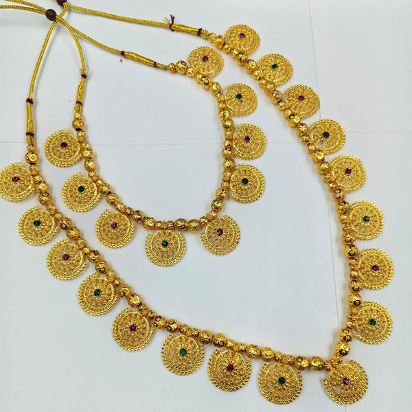 Manisha Jewellery Gold Plated Pota Stone Necklace Combo