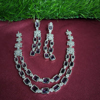 Manisha Jewellery Silver Plated AD Necklace Set