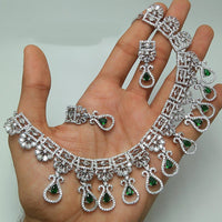 Manisha Jewellery Silver Plated AD Necklace Set