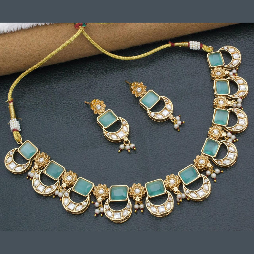 Manisha Jewellery Gold Plated Polki Kundan Stone And Pearls Necklace Set