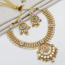 Manisha Jewellery Gold Plated Kundan Stone And Meenakari Necklace Set