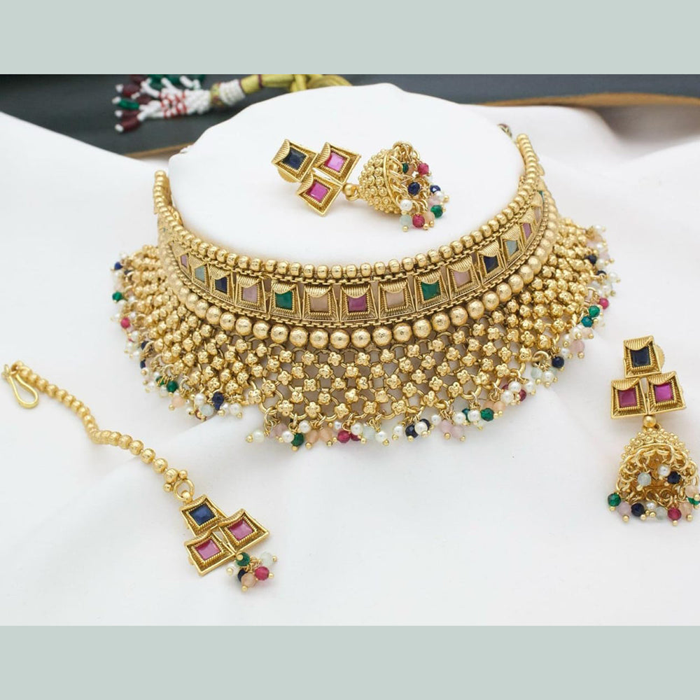 Manisha Jewellery Gold Plated Monalisa Choker Necklace Set