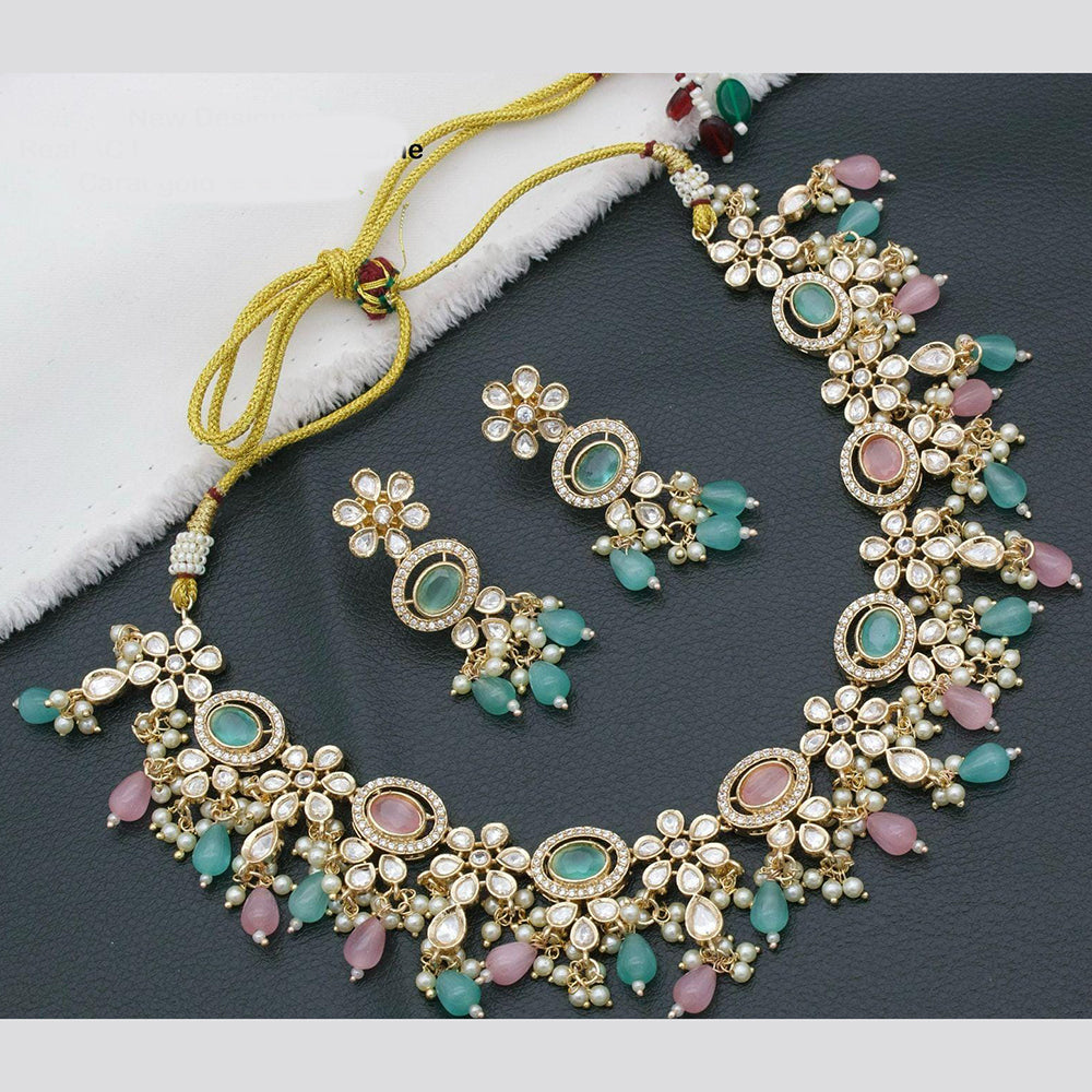 Manisha Jewellery Gold Plated Polki Kundan Stone And Pearls Necklace Set