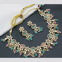 Manisha Jewellery Gold Plated Polki Kundan Stone And Pearls Necklace Set