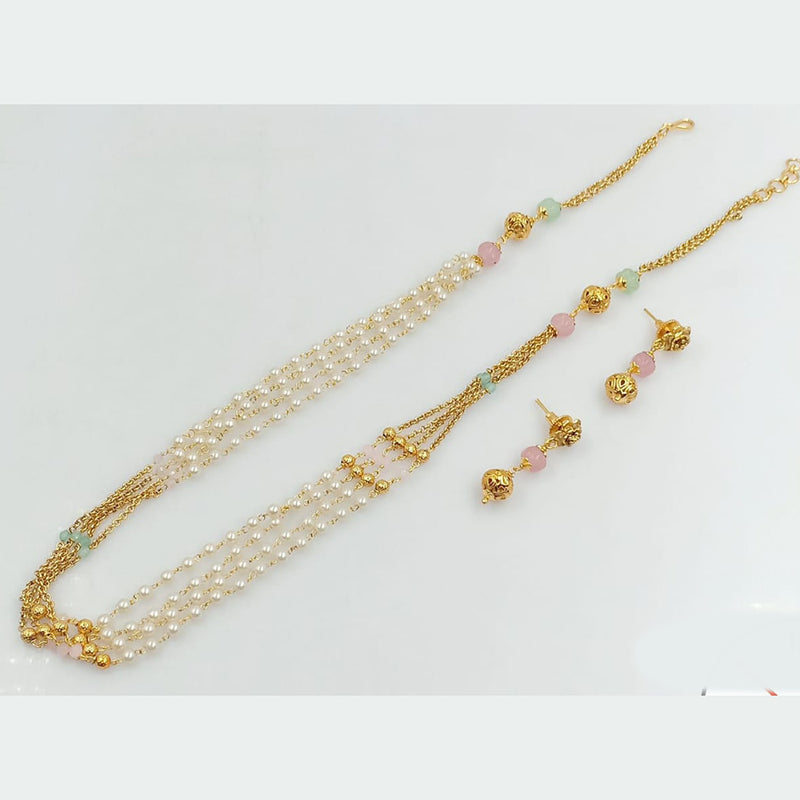 Manisha Jewellery Gold Plated Pearl And Beads Necklace Set