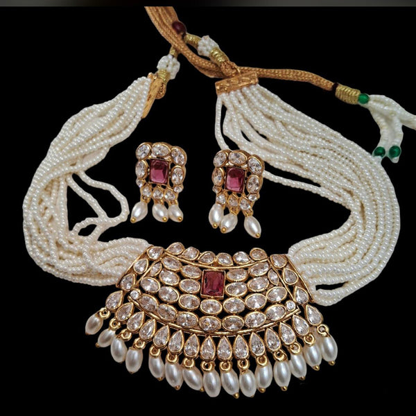 Manisha Jewellery Gold Plated Pearl And Kundan Choker Necklace Set