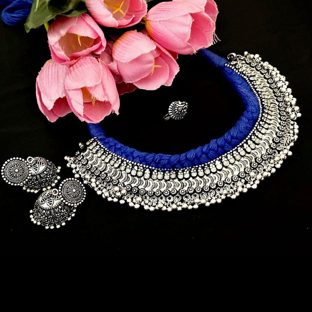 Manisha Jewellery Oxidised  Plated Choker Necklace Set