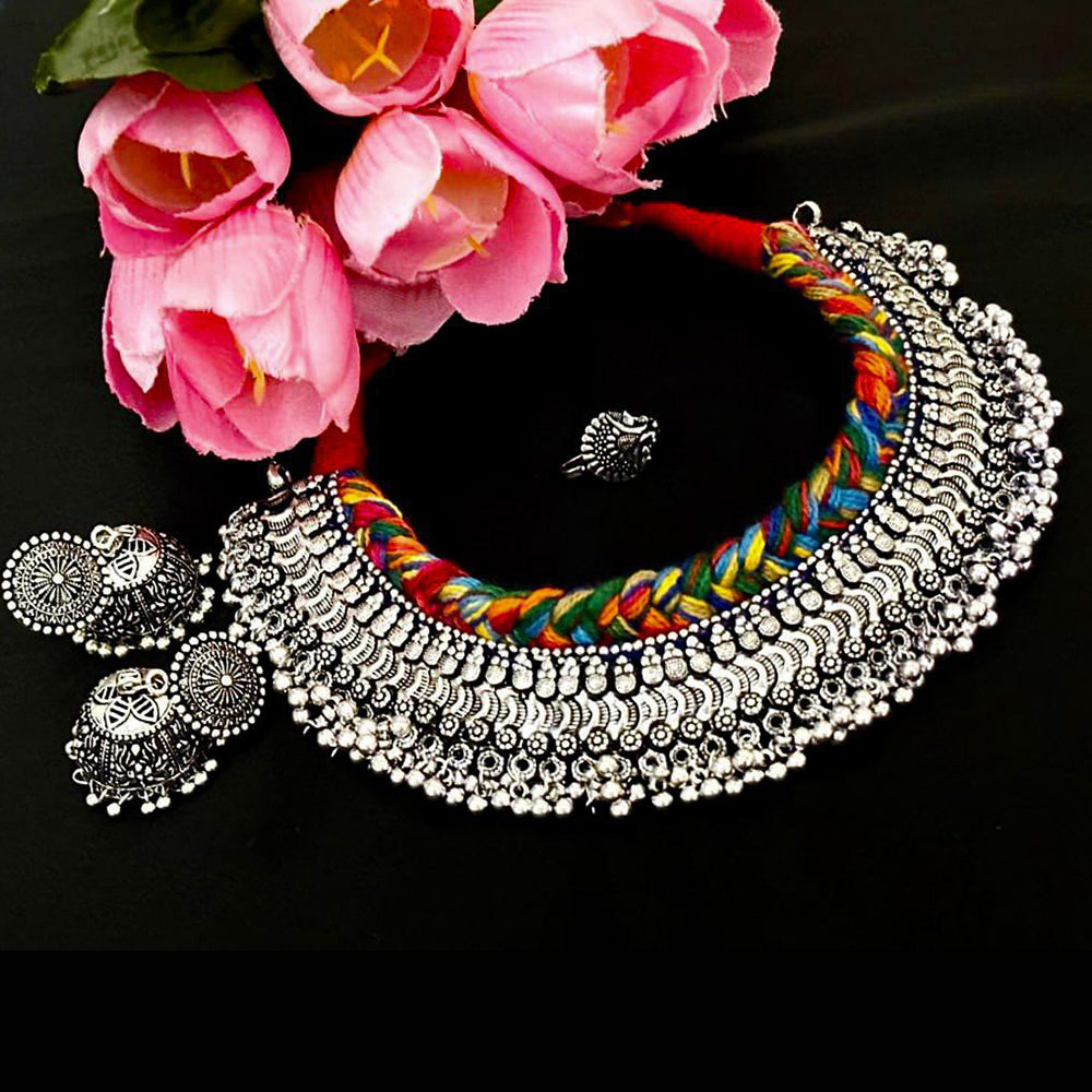 Manisha Jewellery Oxidised  Plated Choker Necklace Set