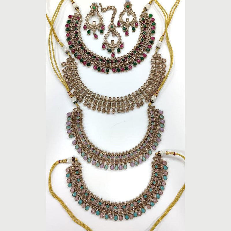 Manisha Jewellery Gold Plated Crystal Stone And Beads Necklace Set (1 Piece Only)