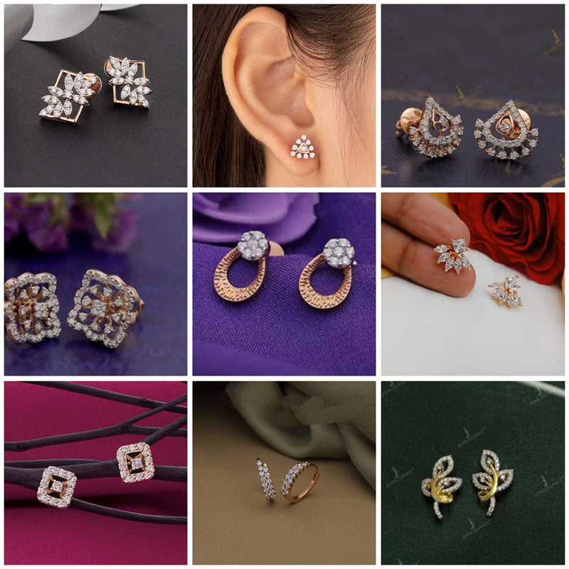 Manisha Jewellery Austrian Stone Stud Earrings Combo