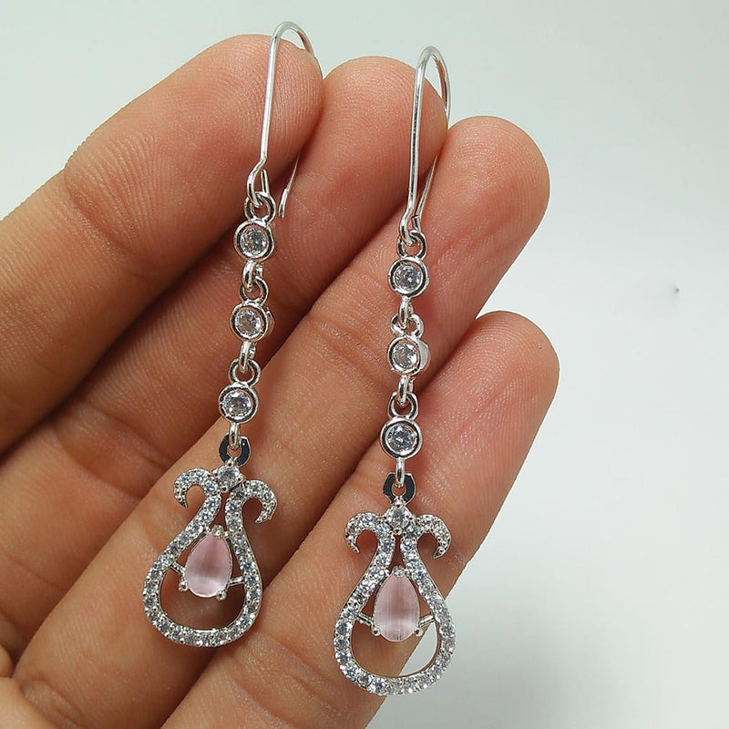 Manisha Jewellery Silver Plated AD Dangler Earrings