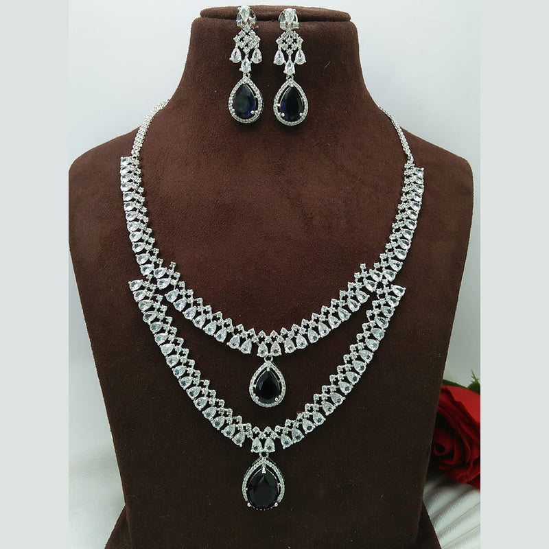 Manisha Jewellery Silver Plated AD Necklace Set