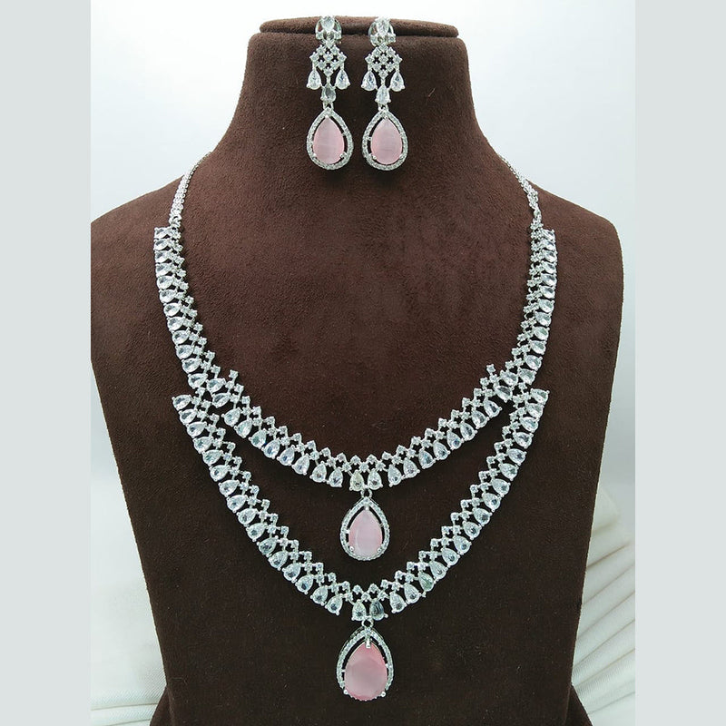 Manisha Jewellery Silver Plated AD Necklace Set