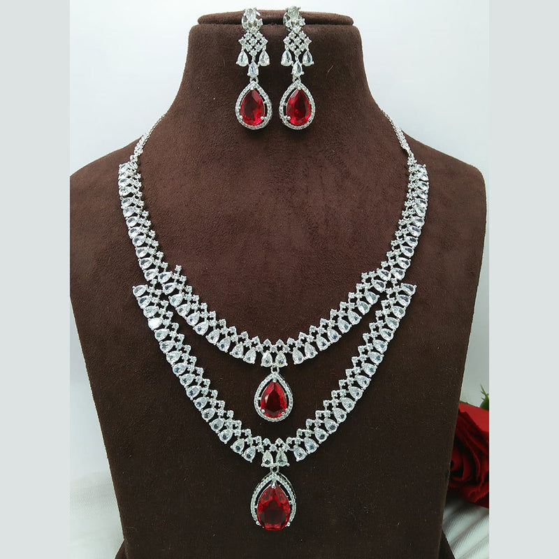 Manisha Jewellery Silver Plated AD Necklace Set