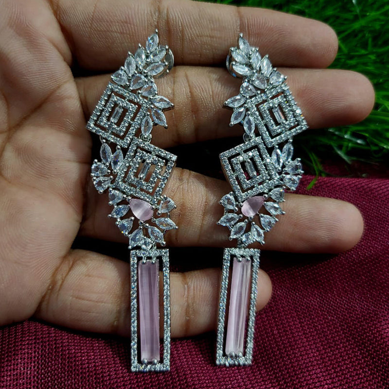 Manisha Jewellery Silver Plated AD Dangler Earrings