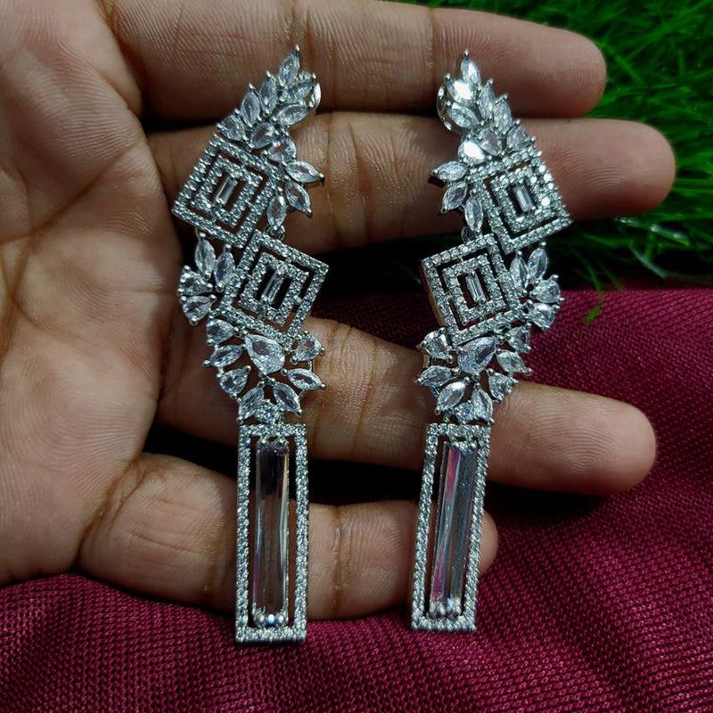 Manisha Jewellery Silver Plated AD Dangler Earrings