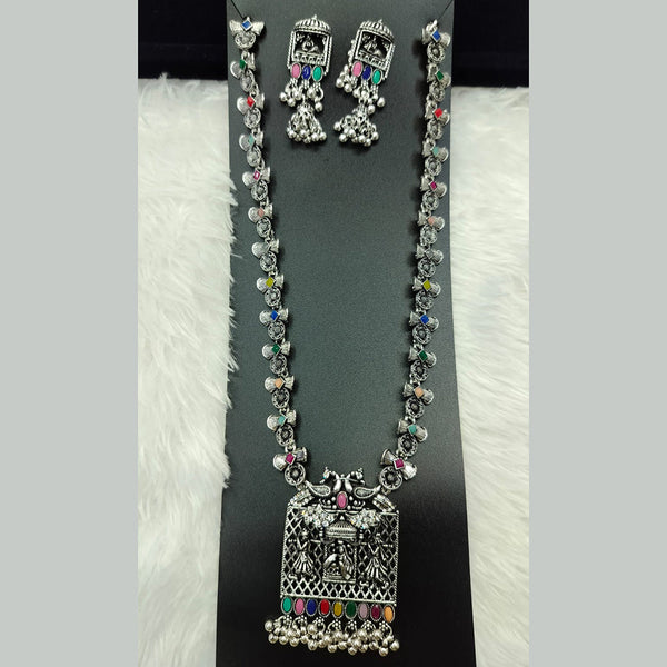 Manisha Jewellery Oxidised Plated Pota Stone Long Necklace Set