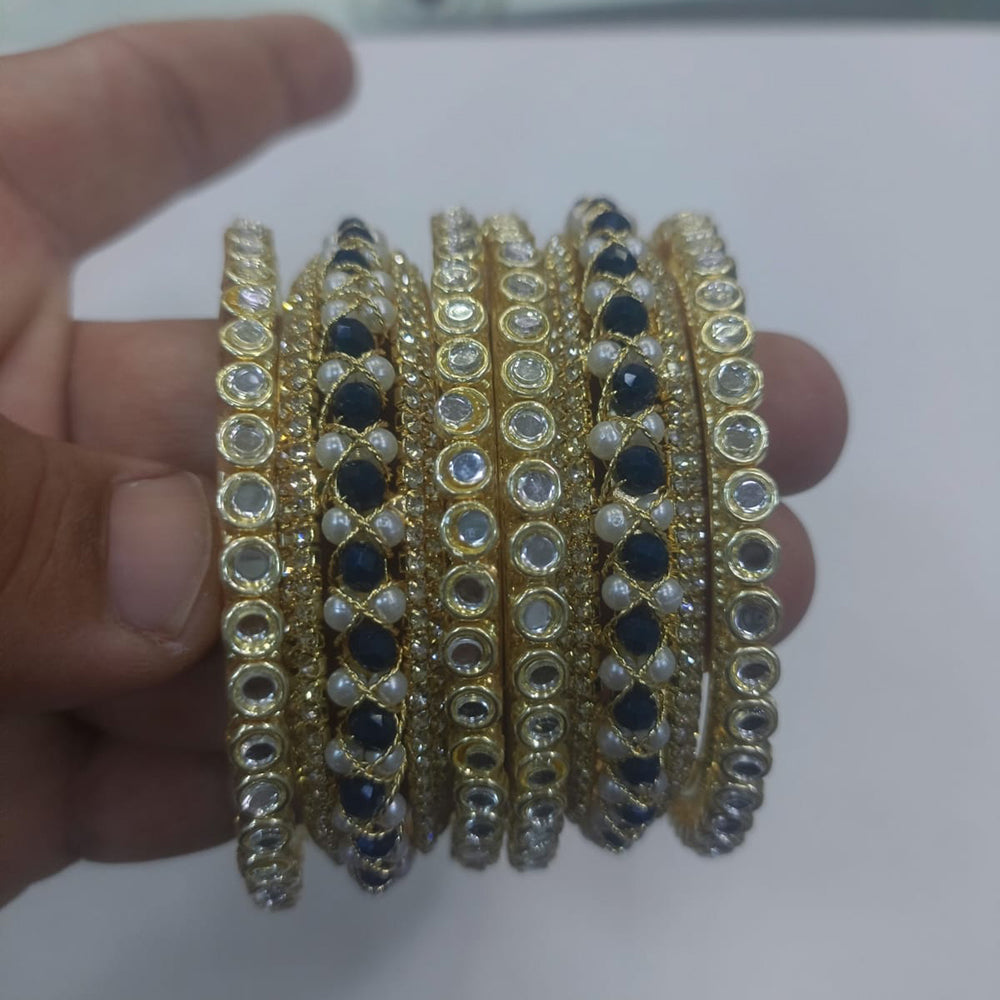 Manisha Jewellery Gold Plated Austrian Stone Pearl Bangles Set