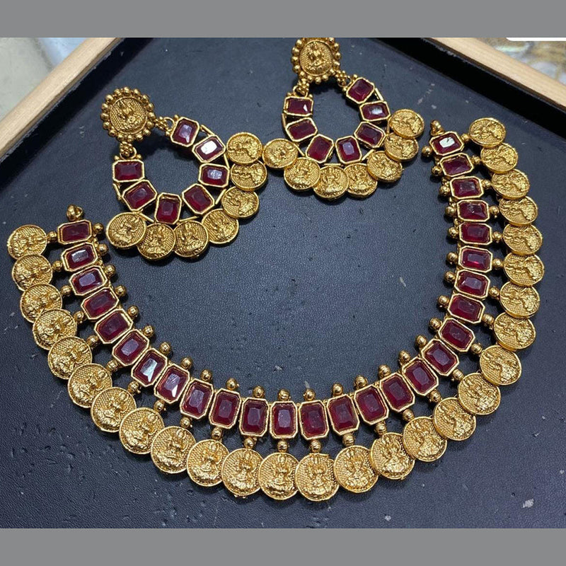 Manisha Jewellery Gold Plated Crystal Stone Temple Necklace Set