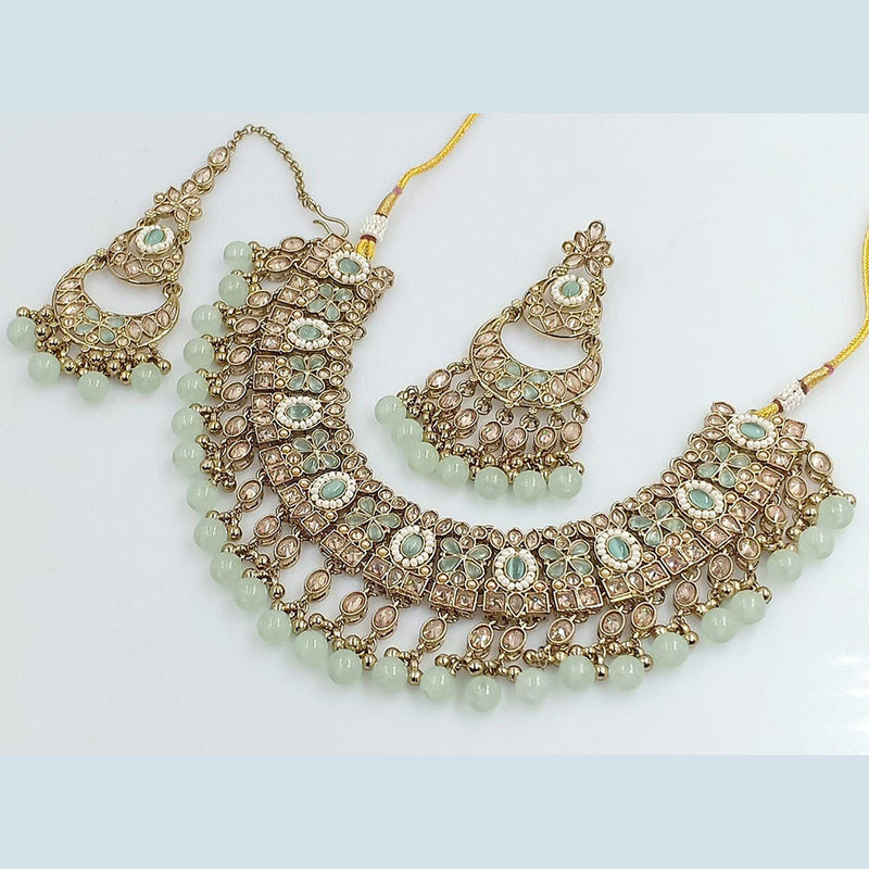 Manisha Jewellery Gold Plated Crystal Stone And Pearls Necklace Set