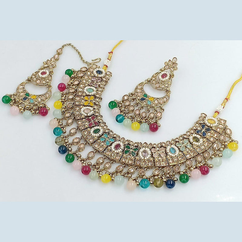 Manisha Jewellery Gold Plated Crystal Stone And Pearls Necklace Set