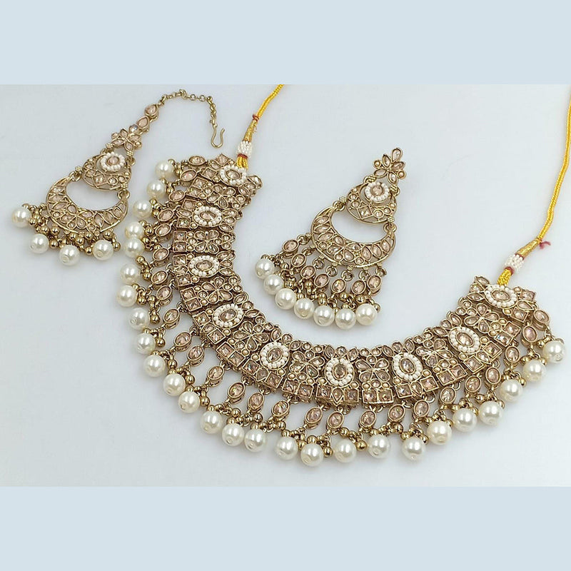 Manisha Jewellery Gold Plated Crystal Stone And Pearls Necklace Set