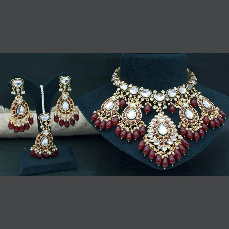 Manisha Jewellery Gold Plated Kundan Stone And Pearl Choker Necklace Set