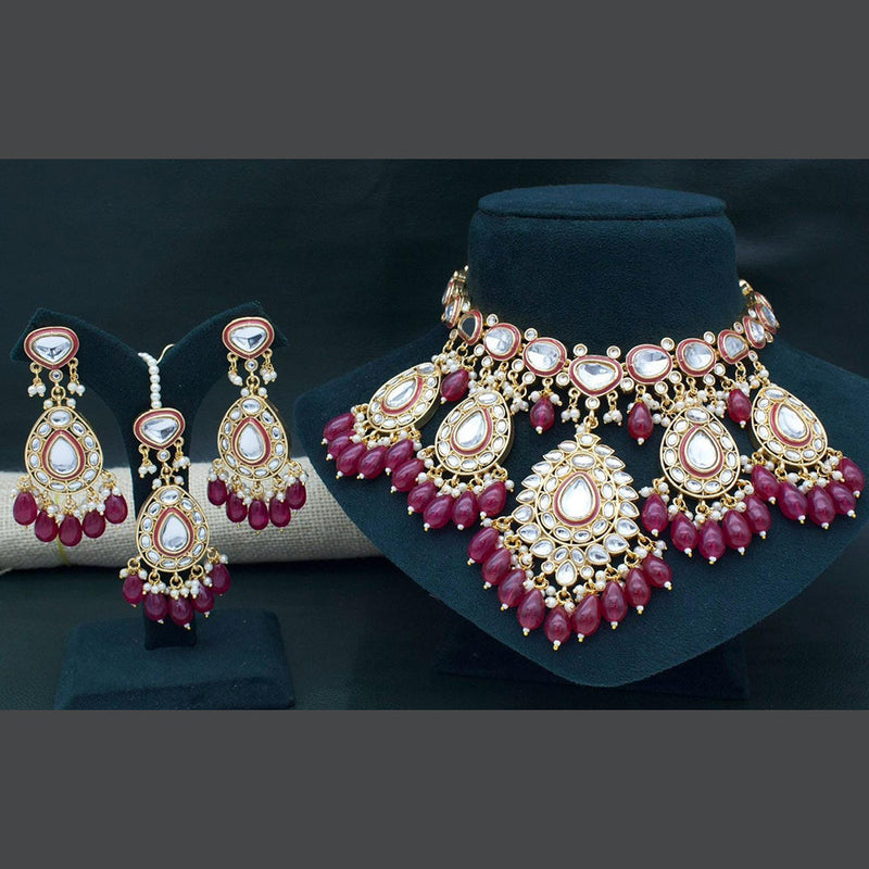 Manisha Jewellery Gold Plated Kundan Stone And Pearl Choker Necklace Set